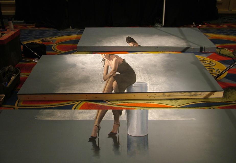 Kohler, LA, 3D, Chalk drawing, anamorphic, street painting, entertainment, Douglas Rouse, Rouse66, Artist